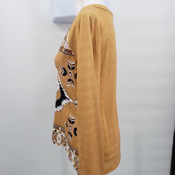 MONTANA WEST Western Aztec Long Sleeve T Shirt Serape Print V Neck  M-XXX NWT - Picture 5 of 7